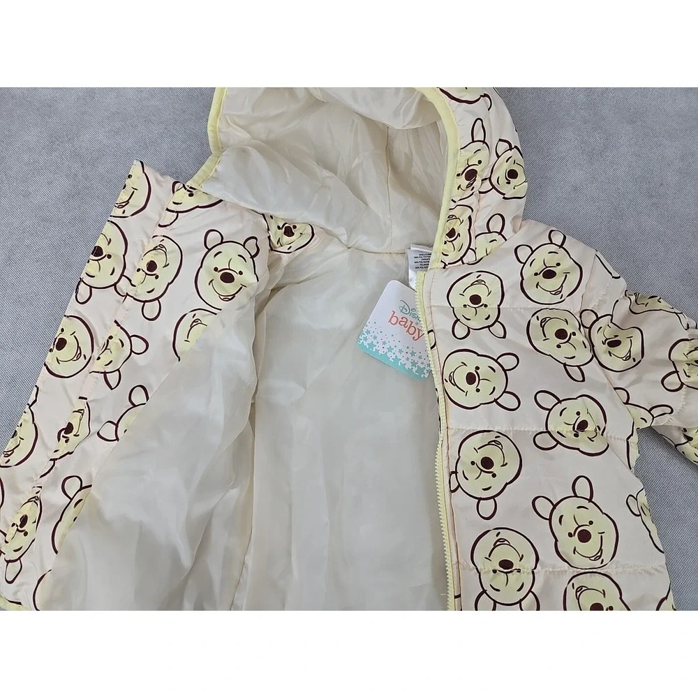 Winnie The Pooh Puffer Jacket Girl Boy Size 18M Honey With Hood Winter Coat‎ NWT